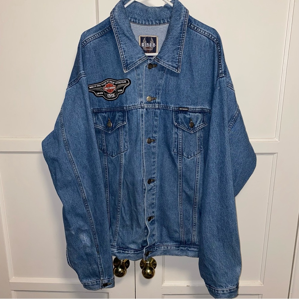 Vintage Harley-Davidson 95th Anniversary 3XL 1998 Denim Jacket Embroidered Logo